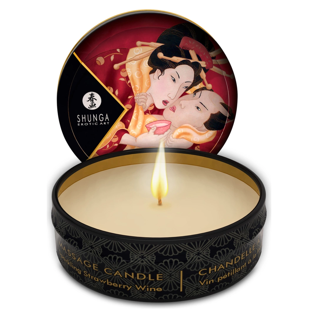 Świeca do masażu z aromatem wina truskawkowego Shunga 30 ml