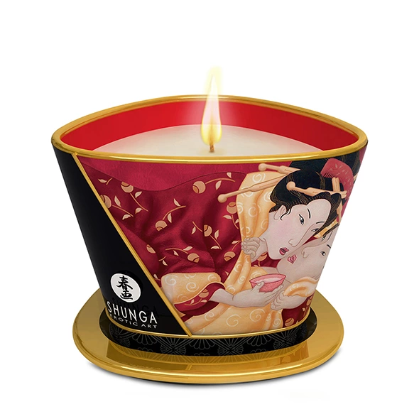 Świeca do masażu z aromatem wina truskawkowego Shunga 170 ml
