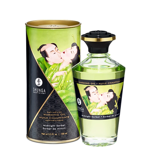 Rozgrzewający olejek do masażu jadalny o smaku sorbetu midnight Shunga Aphrodisiac 100 ml