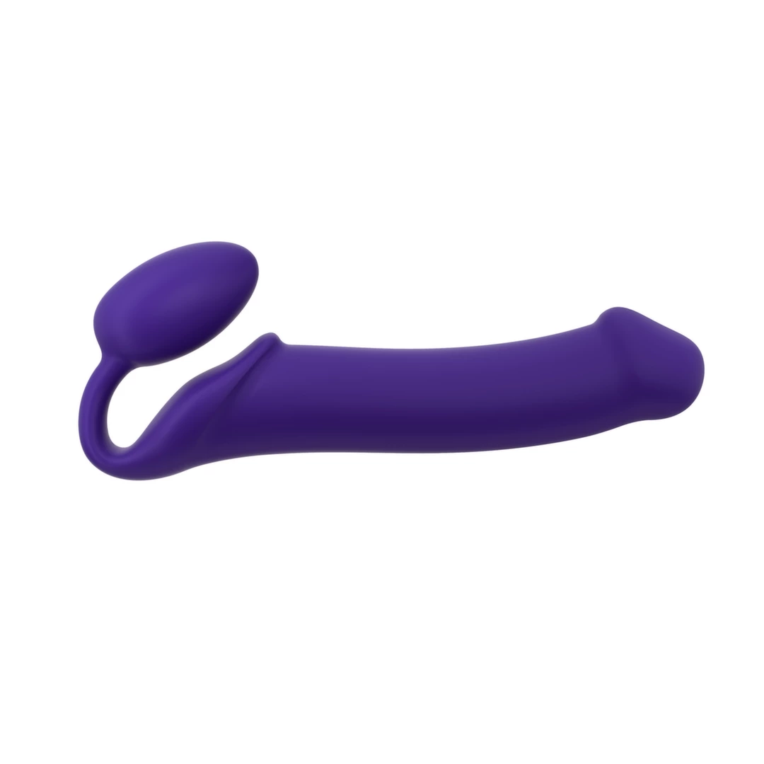 Silikonowy strap-on bez paska do masturbacji pochwy i punktu G w kolorze fioletowym Strap-On-Me Semi Realistic 