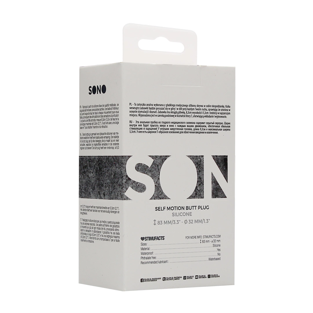 Korek analny wykonany z czarnego silikonu z wygodnym uchwytem SONO No.89