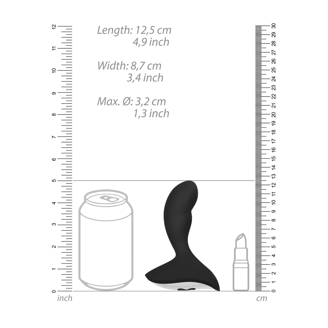 Wibrujący masażer prostaty zakrzywiony wykonany z czarnego silikonu z pilotem zdalnego sterowania No.79