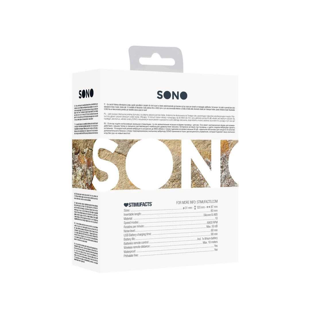 Korek analny wibrujący z czarnego silikonu z pilotem zdalnego sterowania SONO No.78 