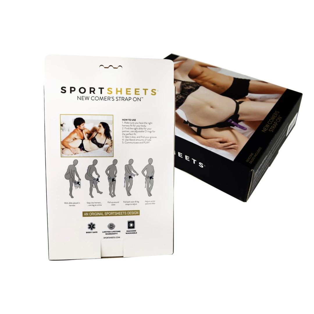 Strapon wykonany z silikonu do masturbacji waginy w kolorach czerwonym i czarnym Sportsheets Menage a Trois for Two