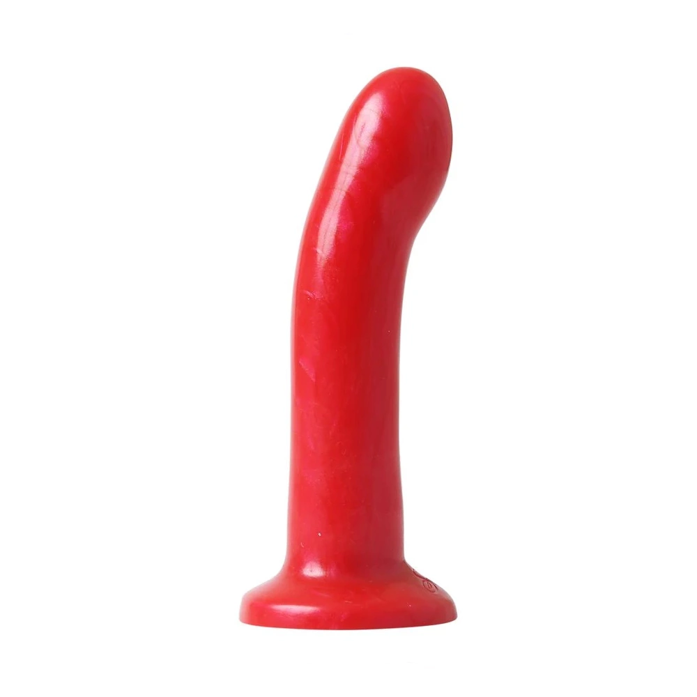 Strapon-dildo zakrzywione silikonowe do masturbacji pochwy w kolorze czerwonym Sportsheets Flare