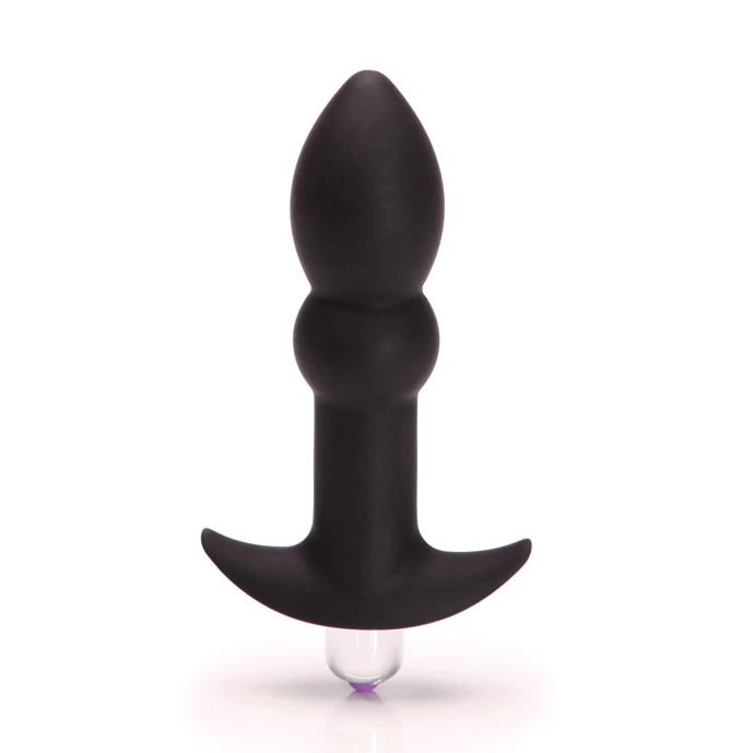 Plug analny wibrujący wykonany z czarnego silikonu z wypukłościami Tantus Perfect Butt 