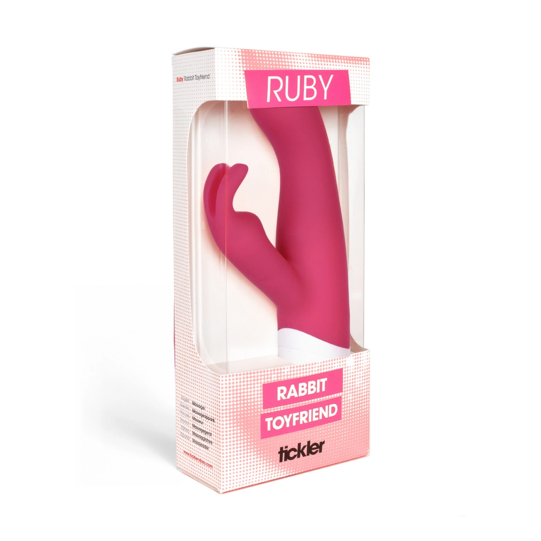 Podwójny wibrator czerwony z zakrzywioną końcówką w kształcie królika do masturbacji łechtaczki i punktu G Tickler Vibes Ruby Rabbit  Podwójny wibrator czerwony z zakrzywioną końcówką w kształcie królika do masturbacji łechtaczki i punktu G Tickler Vibes Ruby Rabbit