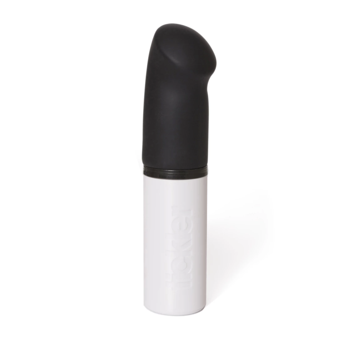 Wibrator z płaską końcówką do stymulacji łechtaczki silikonowy w kolorze czarno białym Tickler Vibes Posh Pocket Toyfriend