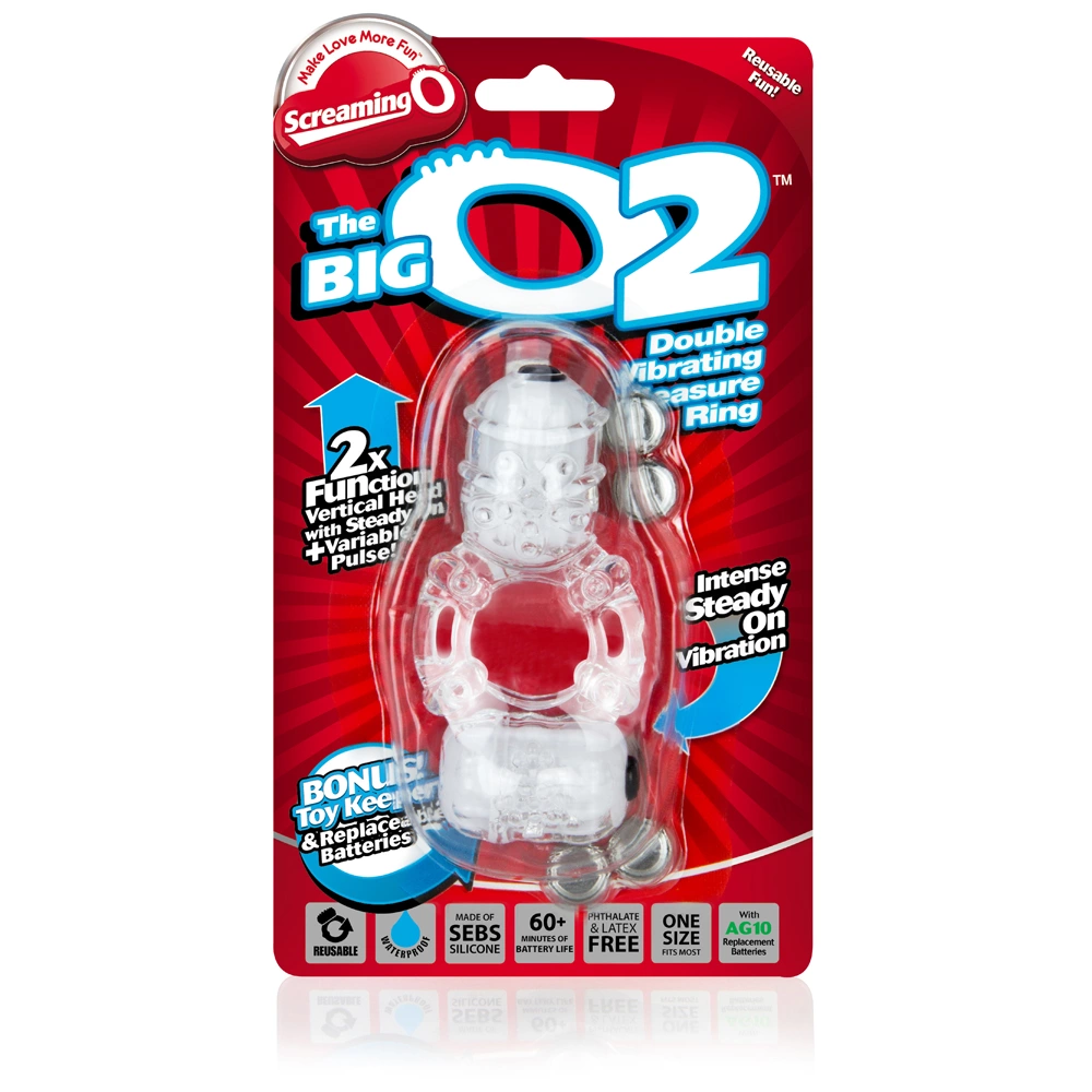 The Screaming O Big O 2 Clear - podwojny pierścień wibrujący transparentny