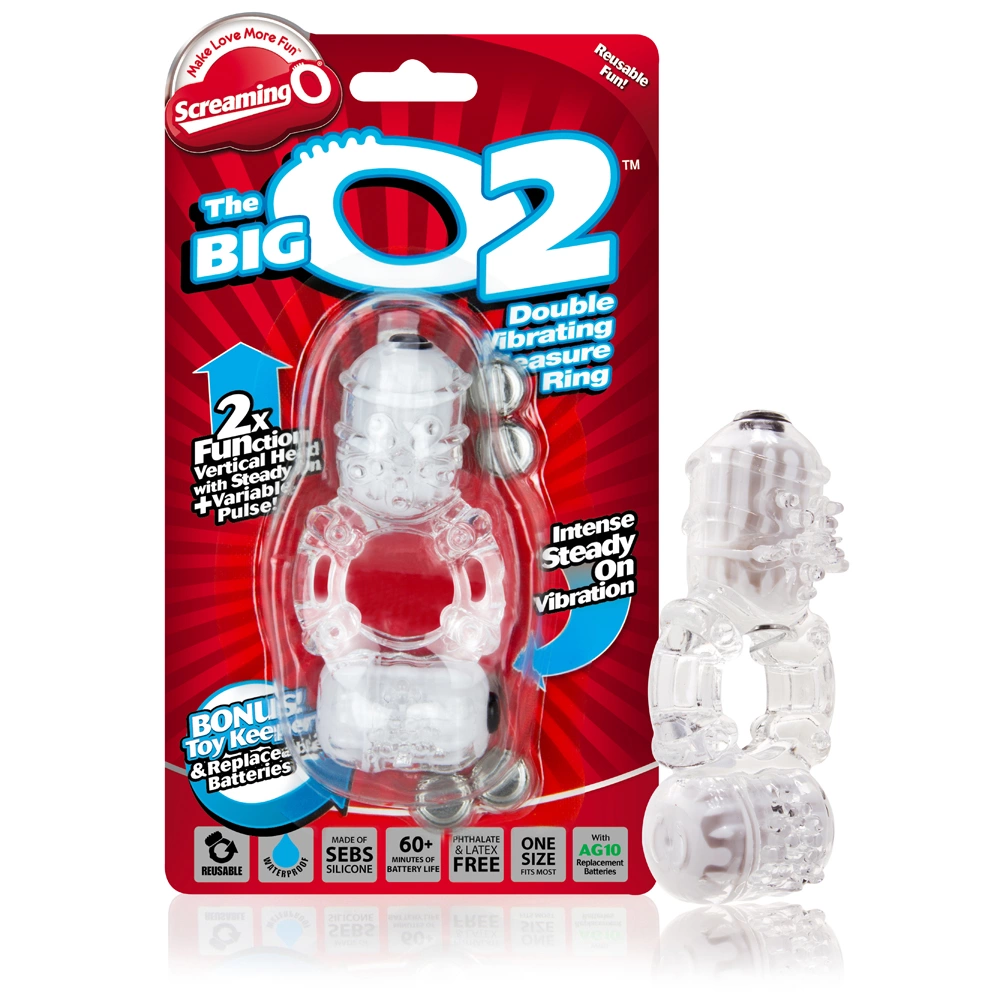 The Screaming O Big O 2 Clear - podwojny pierścień wibrujący transparentny