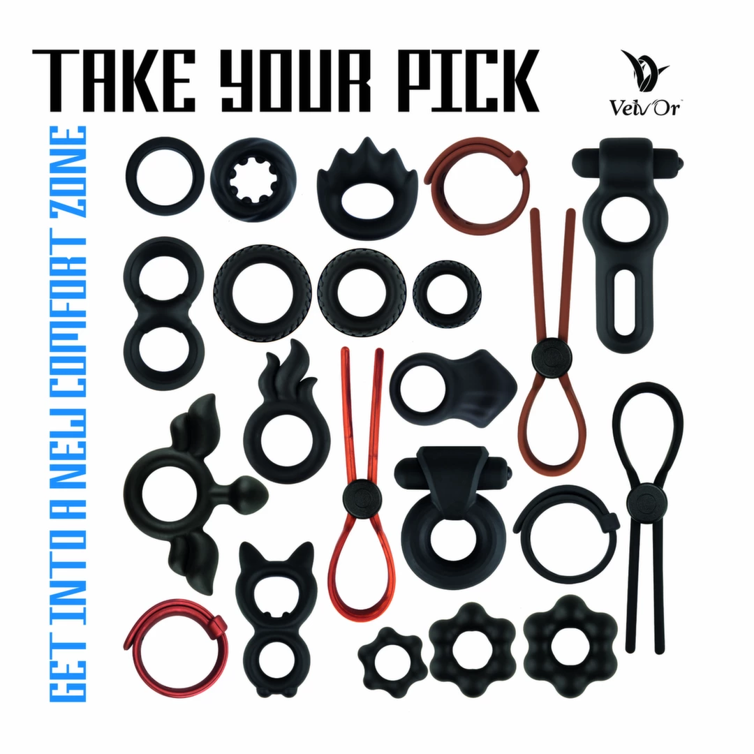 Pierścień erekcyjny silikonowy czarny na penisa z wypukłościami w kształcie ognia VelvOr Rooster Hawk