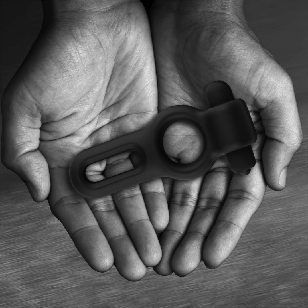 Wibrujący podwójny pierścień erekcyjny silikonowy czarny na penisa VelvOr Rooster Drake