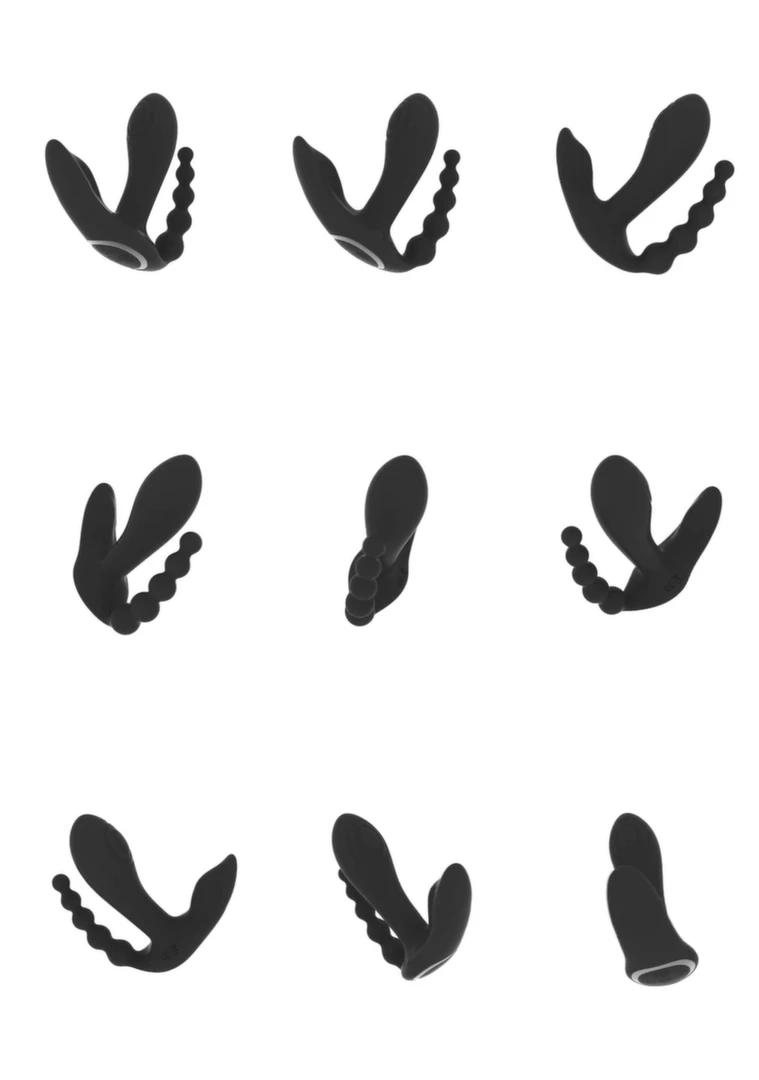 Wibrator z podwójną penetracją wykonany z czarnego silikonu Vive Kata