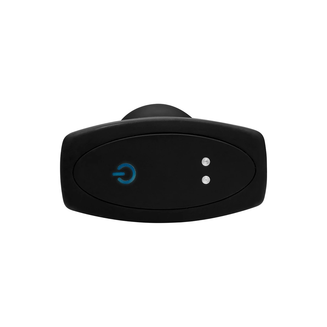 Gładki korek analny wykonany z szarego silikonu z pilotem zdalnego sterowania Slim R 10 cm