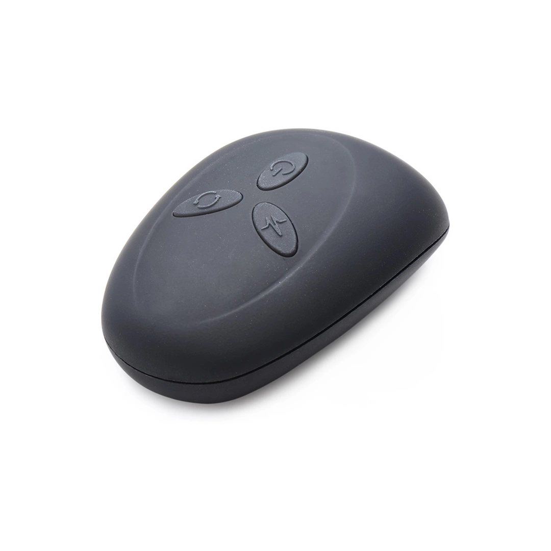 Gładki korek analny wykonany z szarego silikonu z pilotem zdalnego sterowania Slim R 10 cm