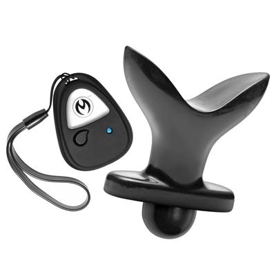 Wibrujący korek analny wykonany z czarnego plastiku Ass Anchor 9 cm