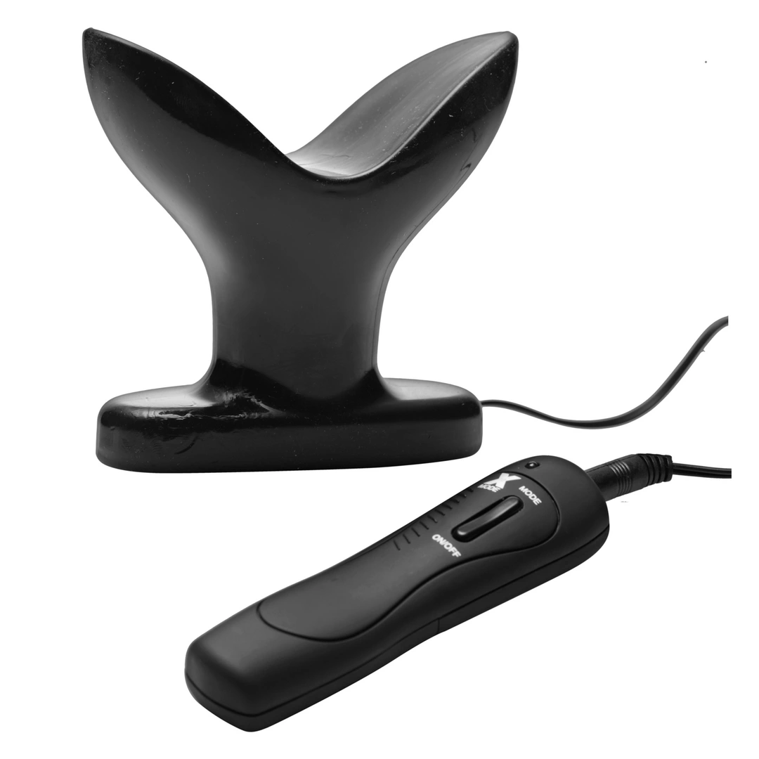 Wibrujący korek analny wykonany z czarnych elastomerów termoplastycznych Ass Anchor 9 cm