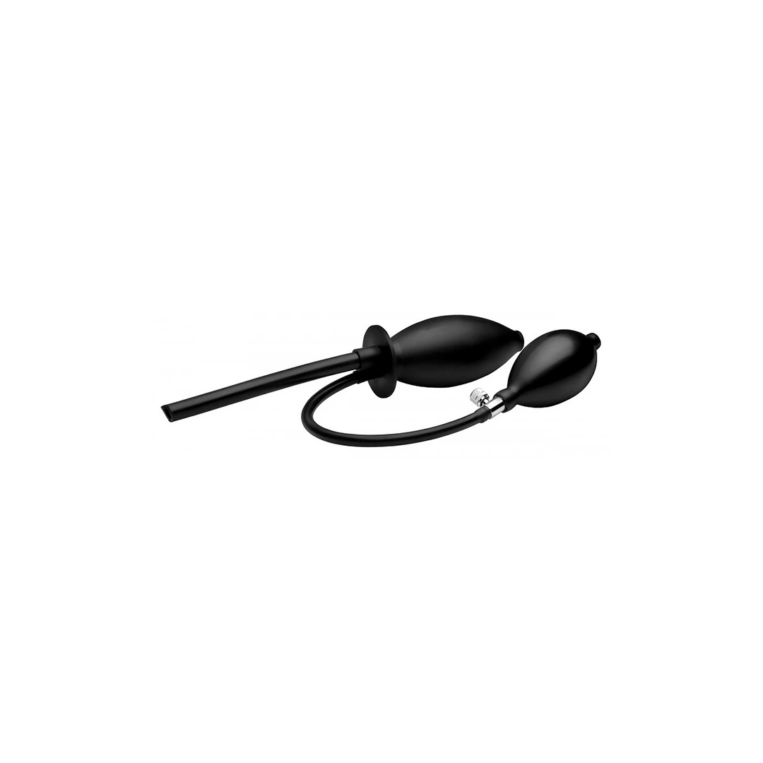 Nadmuchiwany korek analny wykonany z czarnego silikonu Mistress Isabella 12 cm