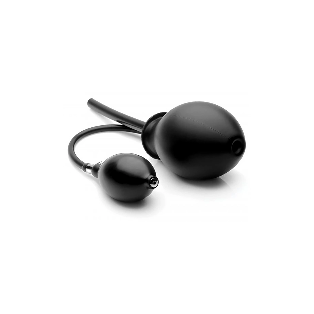 Nadmuchiwany korek analny wykonany z czarnego silikonu Mistress Isabella 12 cm