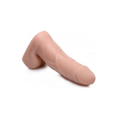 Realistyczne dildo do masturbacji wykonane z beżowego silikonu Dildo Packer 16 cm