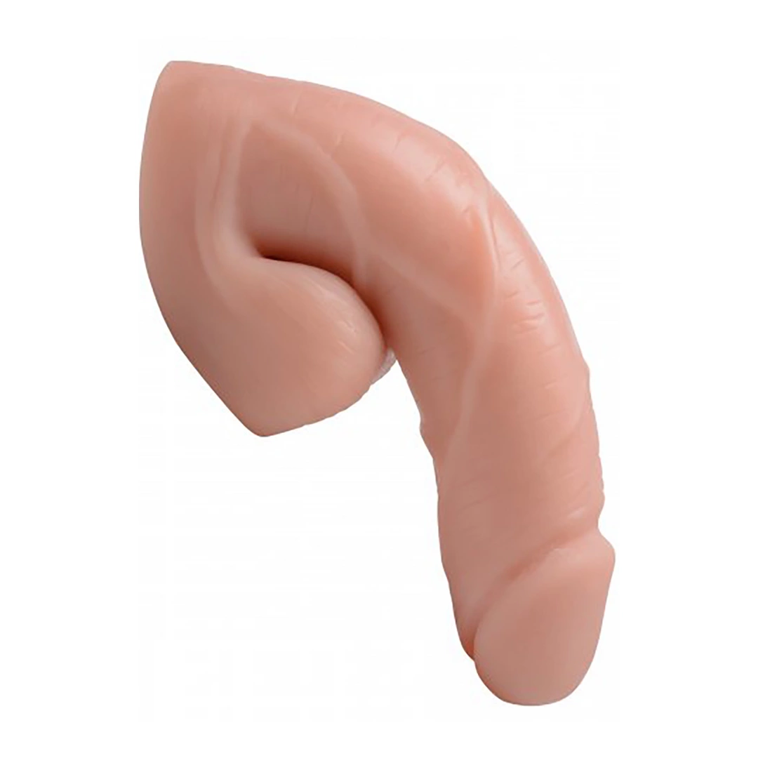 Realistyczne dildo do masturbacji wykonane z beżowego silikonu Dildo Packer 16 cm