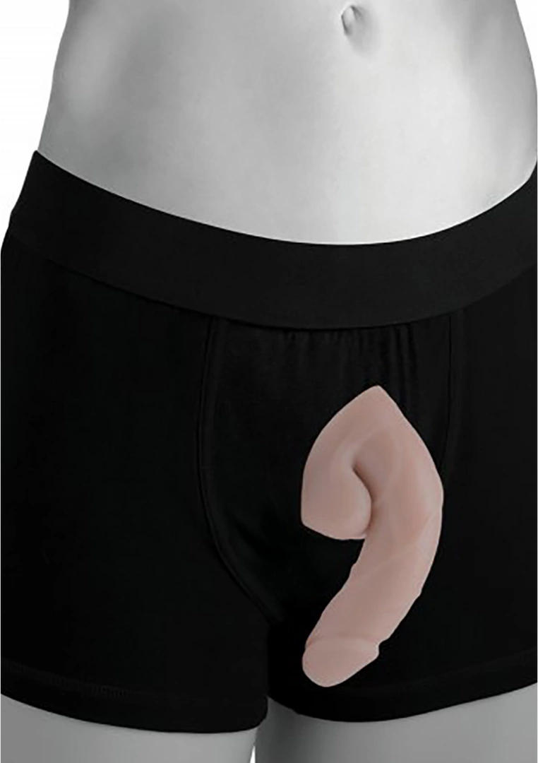 Realistyczne dildo do masturbacji wykonane z beżowego silikonu Dildo Packer 16 cm