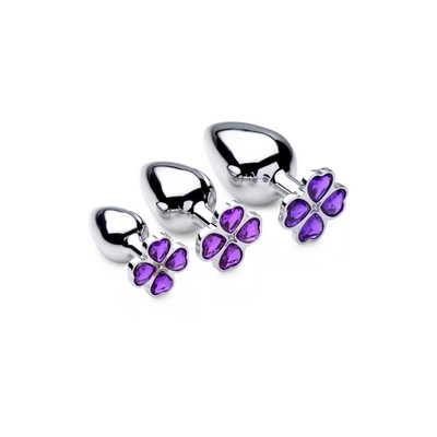 Zestaw korków analnych z aluminium w 3 rozmiarach Violet Flower