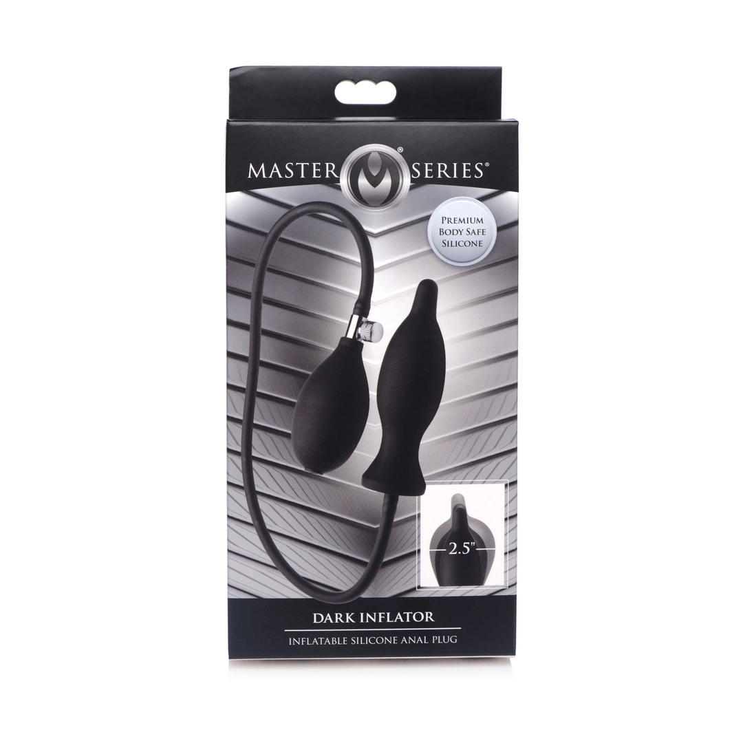 Nadmuchiwany korek analny wykonany z czarnego silikonu Master Series 11 cm