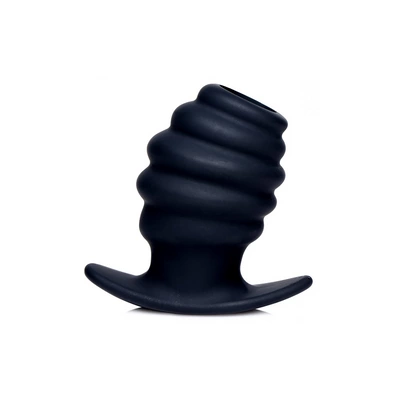 Tunel analny wykonany z czarnego silikonu XR Brands 7 cm
