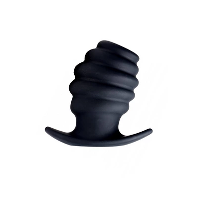 Tunel analny wykonany z czarnego silikonu XR Brands 8 cm