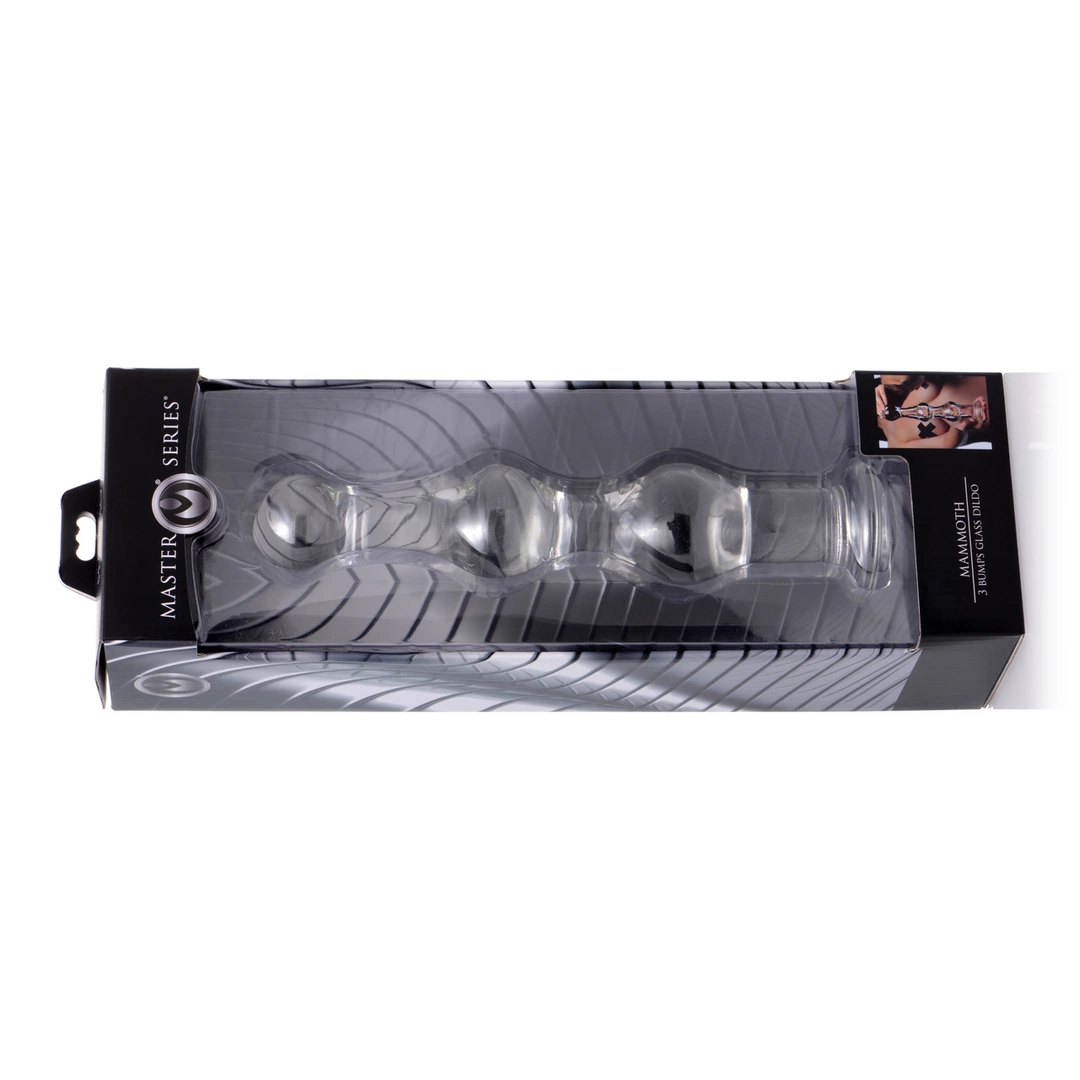 Dildo do masturbacji wykonane ze szkła z 3 wypustkami Mammoth 38 cm