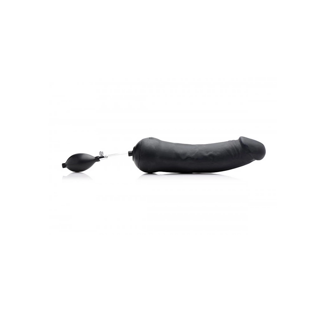 Nadmuchiwane silikonowe dildo wykonane z czarnego silikonu XR Brands Toms