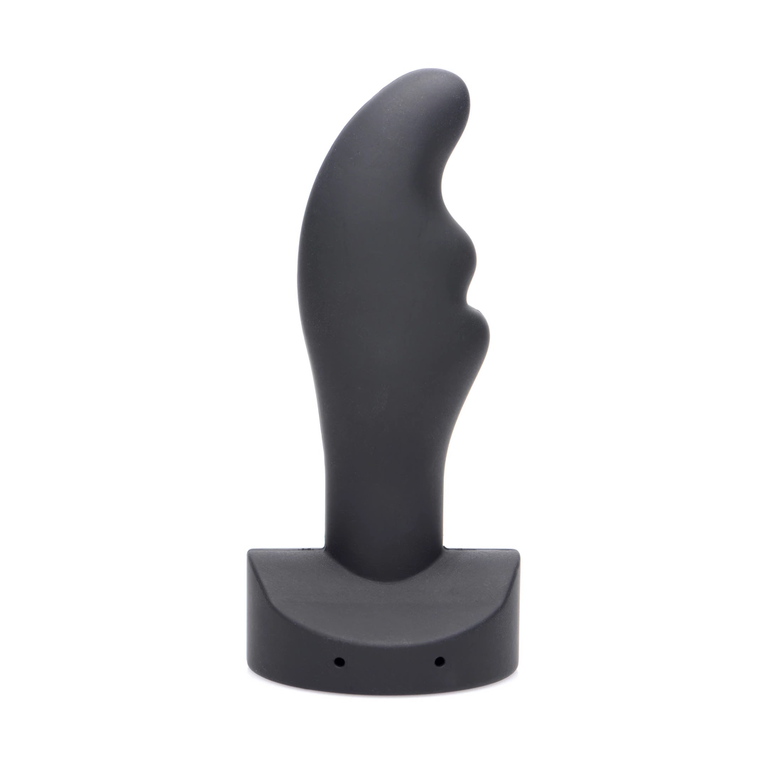 Żebrowany wibrujący korek analny wykonany z czarnego silikonu XR Brands 12 cm Żebrowany wibrujący korek analny wykonany z czarnego silikonu XR Brands 12 cm
