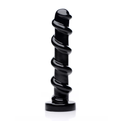Dildo do masturbacji wykonane z czarnego silikonu ze spiralnymi wybrzuszeniami XR Brands 25 cm