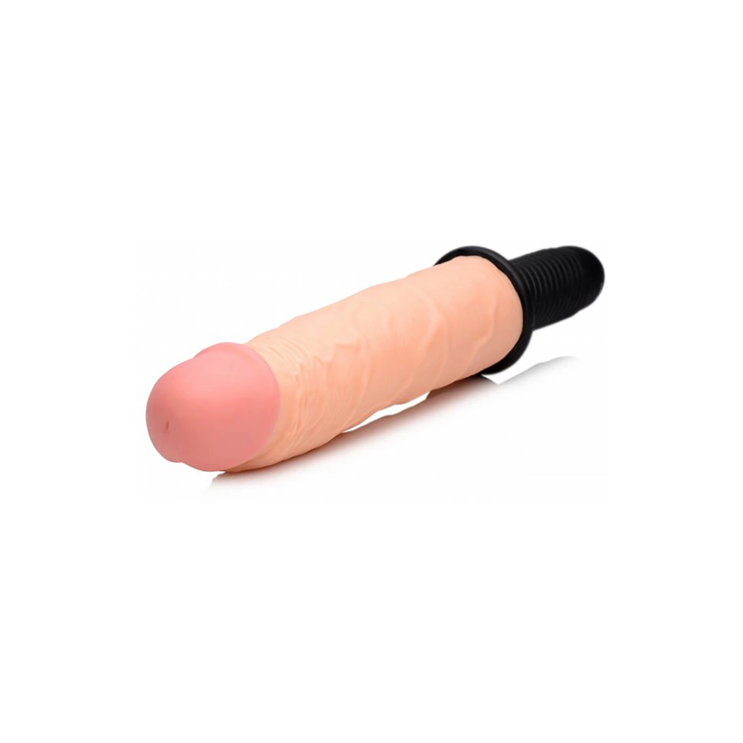 Wibrujące dildo do masturbacji pochwy wykonane z beżowego silikonu XR Brands XXL Wibrujące dildo do masturbacji pochwy wykonane z beżowego silikonu XR Brands XXL