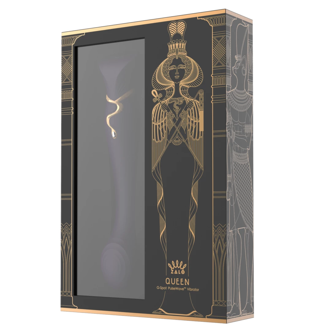 Fioletowy silikonowy wibrator do masturbacji punktu G i łechtaczki z pulsacją i podciśnieniem Zalo Queen Set Twilight 